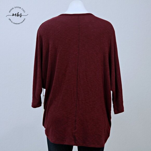 NWT Korye V Neck High Low Sweater Burgundy Women XL - Picture 6 of 9